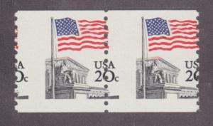 US Sc 1895 MNH. 1981 20c Flag Over Supreme Court, Vertical MISPERF coil pair