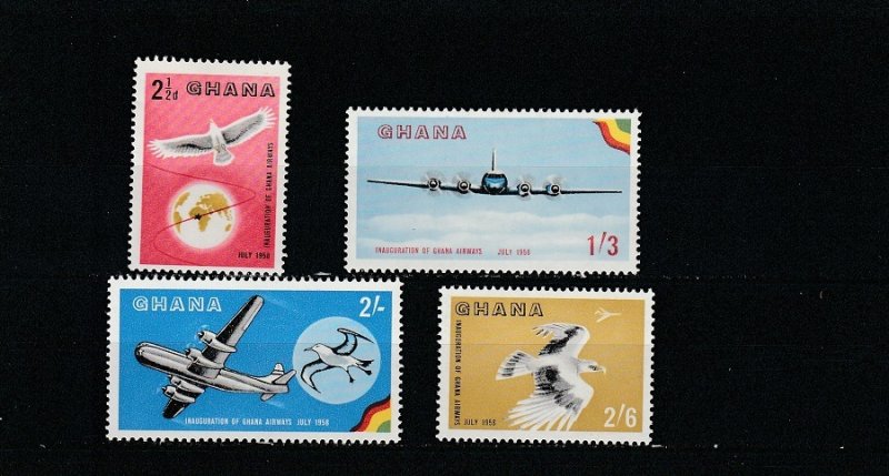 Ghana  Scott#  32-35  MH  (1958 Inauguration of Ghana Airways)