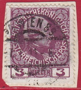 Austria - 1908 - Scott #112a - used on piece - WIEN 89 pmk