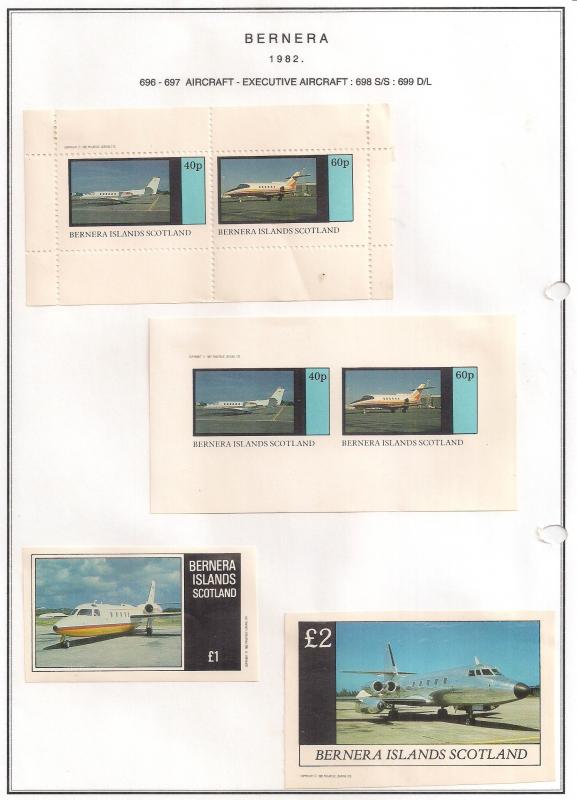 SCOTLAND - BERNERA - 1982 - Exec. Aircraft - 2v Perf,Imp, Min, D/L Sheets - MLH