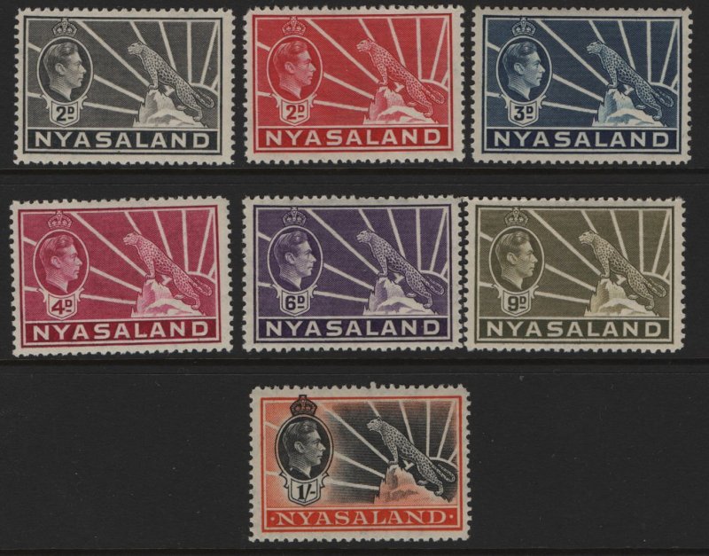 NYASALAND  57-62 MINT VERY LITELY HINGED, KING GEORGE VI ISSUES 1938