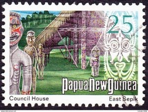 PAPUA NEW GUINEA 1973 QEII 25c Multicoloured Council House SG254 FU