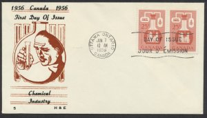 1958 #363 25c Chemical Industry FDC Pair H&E Cachet Ottawa