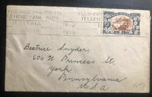 1939 Kaitaia New Zeland Cover to York PA Usa Sc#189