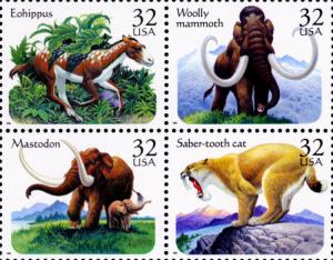 1996 32c Prehistoric Animals, Block of 4 Scott 3077-80 Mint F/VF NH