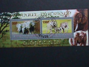 ​DJIBOUTI-2010- COLORFUL BEAUTIFUL LOVELY ELEPHANTS CTO S/S -VERY FINE