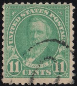 SC#563 11¢ Hayes Single (1922) Used