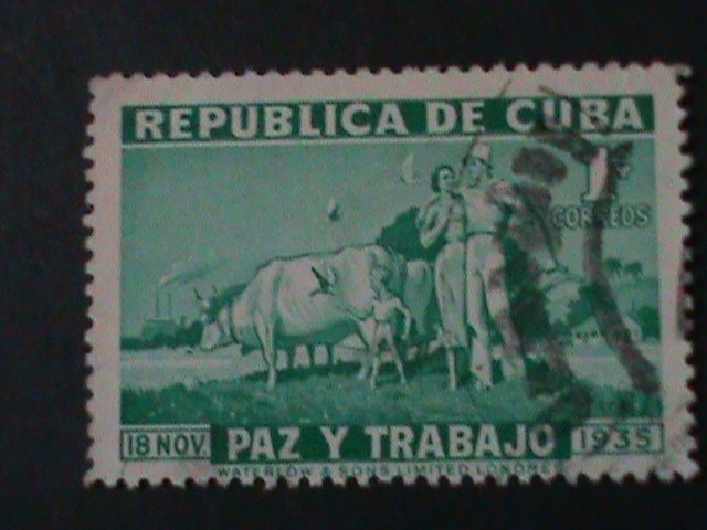 ​CUBA-1936-SC#332-PEACE AND WORK-USED-VERY FINE-89 YEARS OLD STAMP-LAST ONE