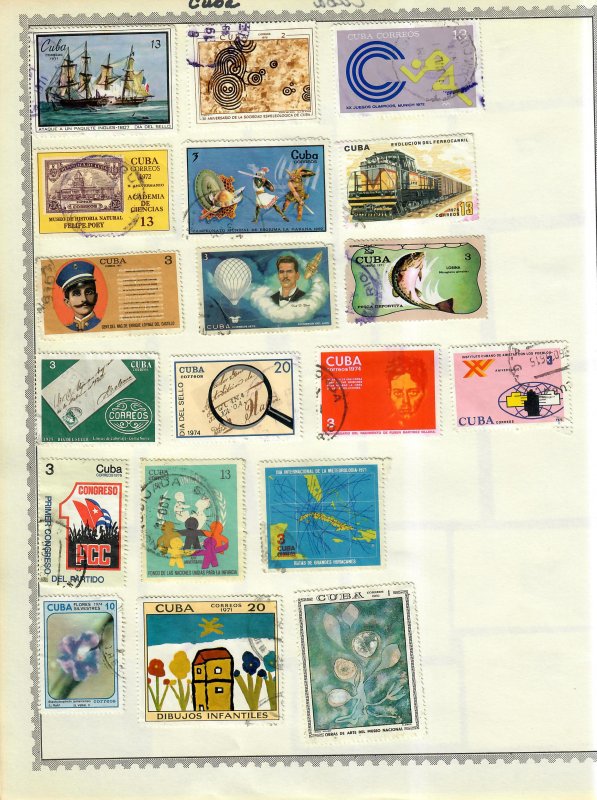 Cuba Stamp Collection On Album Pages Mixed Condition Lot