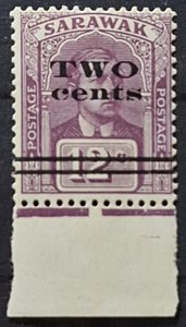 RARE SARAWAK 1923 SG 73a (THICK NARROW IN TWO) BAR 1¼ mm MNHOG