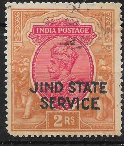 INDIA-JIND SGO59 1930 2r CARMINE & ORANGE USED