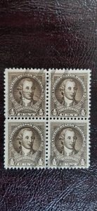 US Scott # 704; used 1/2c Washington from 1932; block of 4; F/VF centering