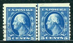 US SCOTT #447 Line Pair Used W/ PF Cert SCV $950 Scarce!