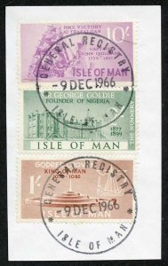 Isle of Man 10/- 2/- and 1/- QEII Pictorial Revenues CDS On Piece