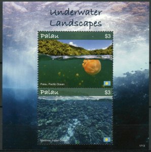 Palau 2017 MNH Underwater Landscapes Jellyfish 2v S/S Tourism Nature Stamps 