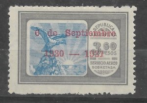 ARGENTINA 1931 EAGLE MOUNTAIN AIRMAIL OVERPRINTED STAMP C34 MI 383 MNH