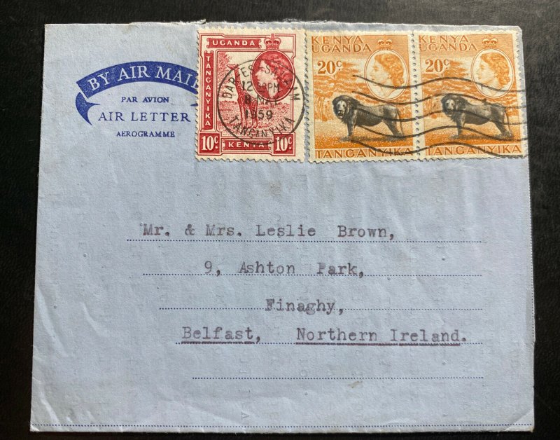 1959 Dar Es Salam Tanganyika Air Letter Cover To Belfast Northern Ireland 