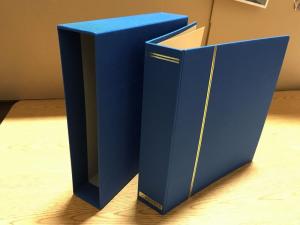 New Collectors Blue Schaubek Stamp Album Springback Binder & Slipcase