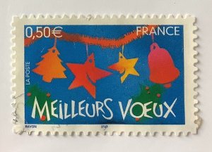 France 2004 Scott 3063 used - 0.50€, Best wishes, Meilleurs voeux