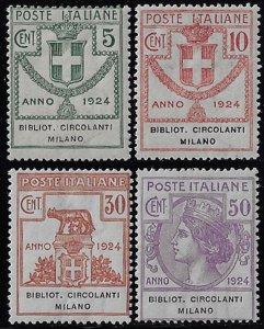 Merry Christmas - 1924 Italia Parastatali Biblioteche Milano 4v. MNH Sassone n.