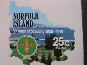 ​NORFOLK ISLAND-1978 SPECIAL SHAPE DIE CUT-80 YEARS OF SCOUTING MNH-WITH LOCO