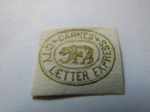 US Local Stamps, Scott # 35L?, Gold, 1864, CARNES' CITY LETTER EXPRES...