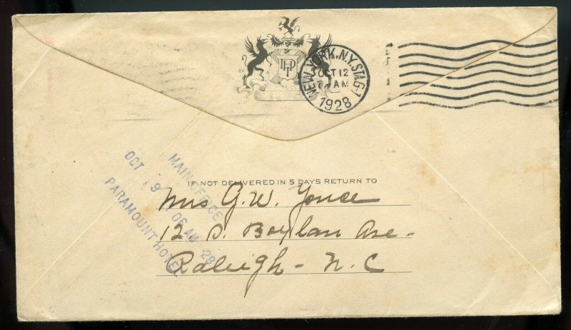 U.S. Scott 498 Booklet Pair on Ansley Hotel Ad Cover W/Georgia RPO Cancel