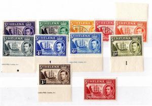 St Helena 1938 KGVI Short Set of 11 to 2s6d Mint/Margin/VFU X5102