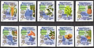 Ivory Coast 2005 50 Years of Europa CEPT stamps set of 10 Imperf. MNH