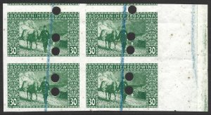 Bosnia & Herzegovina 1906 Printer's Waste 30h Green #38 IMPERF Proof BLOCK VF-NH-