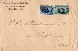 1893 Cover with 1c deep blue SC230 & 3c green SC232 Columbian Issues