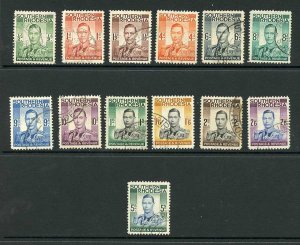 Southern Rhodesia SG40/52 Set of 13 (2/- tone spots) Cat 25 pounds 