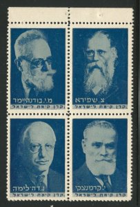 Jewish National Fund, 1940, Kaplove #401-404, blue & light blue, Bklt Pane, NH