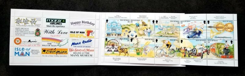 Isle Of Man Centenary Tourism 1994 Football Golf Bicycle Cat Train (booklet) MNH
