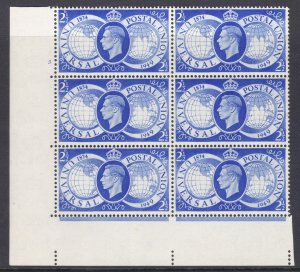 Sg 499b 1949 GVI 2½d Major retouch R18/2 cyl block 5 no dot UNMOUNTED MINT