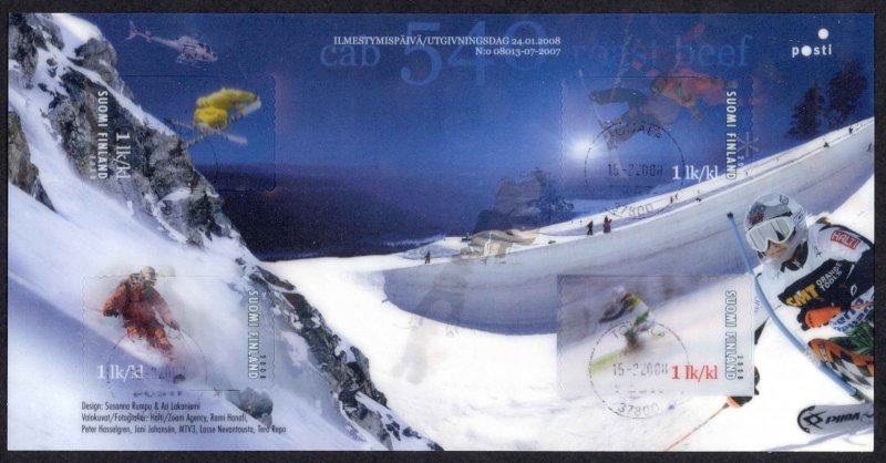Finland Sc# 1305 Used Miniature Sheet 2008 Snow Sports