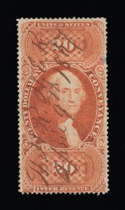 EXCELLENT GENUINE SCOTT R98c F-VF 1862-71 ORANGE 1ST ISSUE REV CONVEYANCE 18634