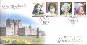 Pitcairn Islands #561-564 Queen Mother on cover (FDC)  CV $8.75