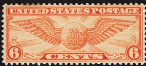 US# C19 6c Dull Orange Winged Globe MINT NH SCV $3.50