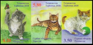 2018 Tajikistan 803-805bstrip Cats