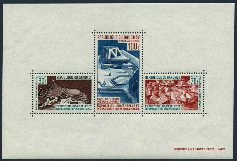 Dahomey C57a sheet,MNH.Mi Bl.7. EXPO-1967,Pavilions:Man in City,Man in space,