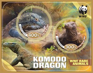 Stamps. Fauna. WWF Komodo Dragon 2021 year 1+1 sheets perf  Cabo Verde