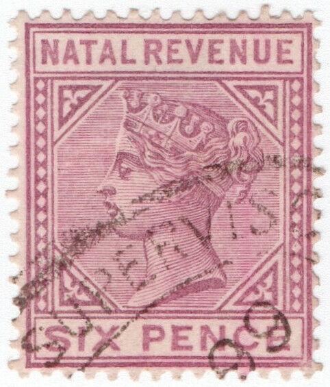 (I.B) Natal Revenue : Duty Stamp 6d (unlisted shade)