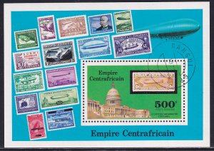 Central African Republic 1977 Sc C187 Zeppelin 75 Yr Anniversary Stamp SS CTO NH