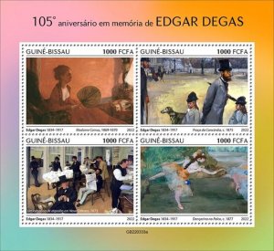 Guinea-Bissau - 2022 French Impressionist Edgar Degas - 4 Stamp Sheet GB220333a