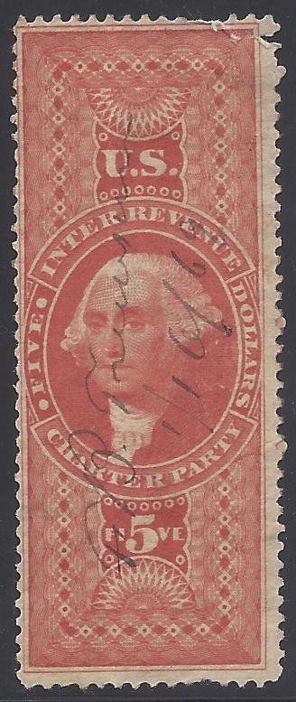 R 88 $5.00 US Internal Revenue - Charter Party 1862-71 Used