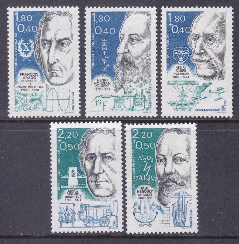 France B575-79 MNH 1986 Famous Men Full Set of 5 Very Fine