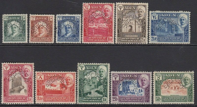 Aden (Qu'aiti State), SG 1s-11s, mostly MLH Perforated Specimen variety