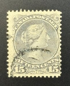 1868 Canada Postage Stamp (Scott #30) Used CV $60.00