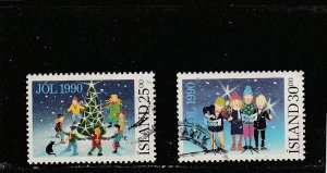 Iceland  Scott#  716-717  Used  (1990 Christmas)